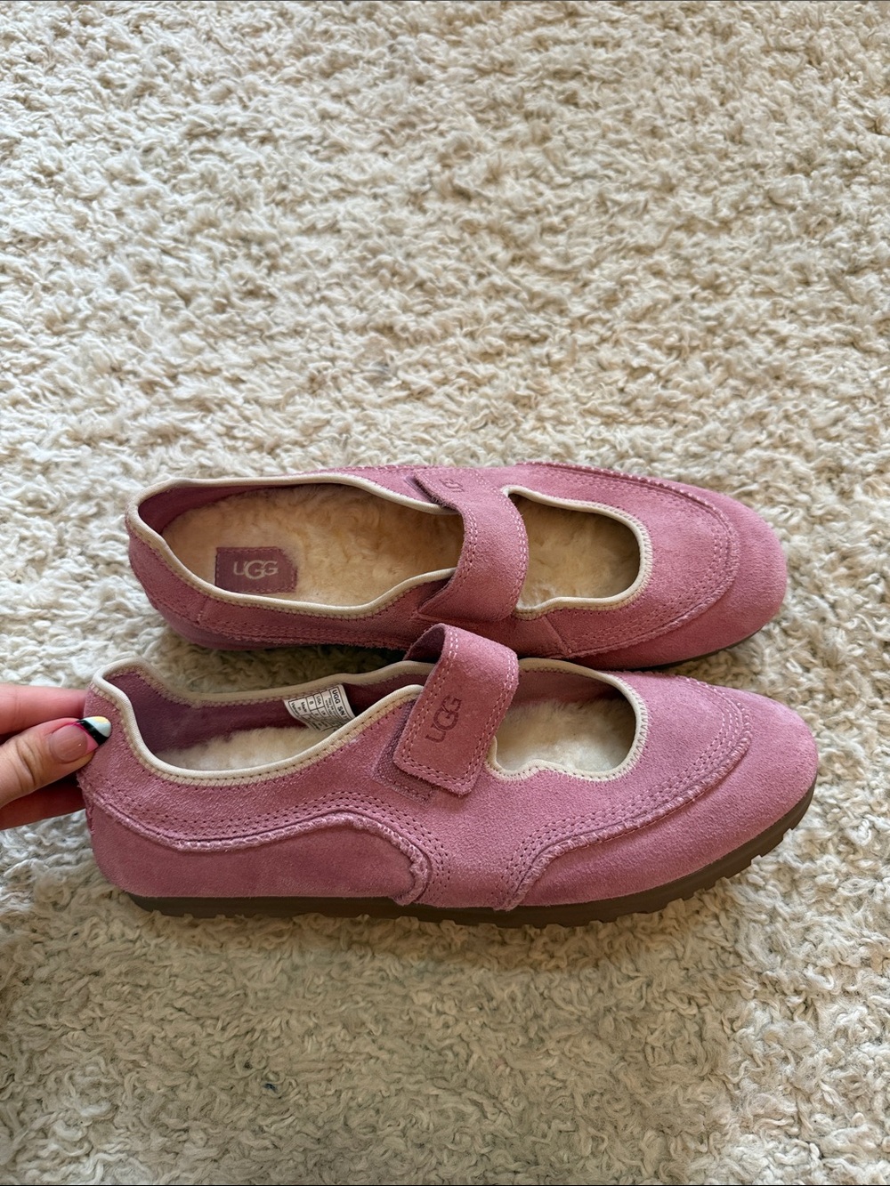 UGG Dusty Pink Suede Mary Jane Moccasins